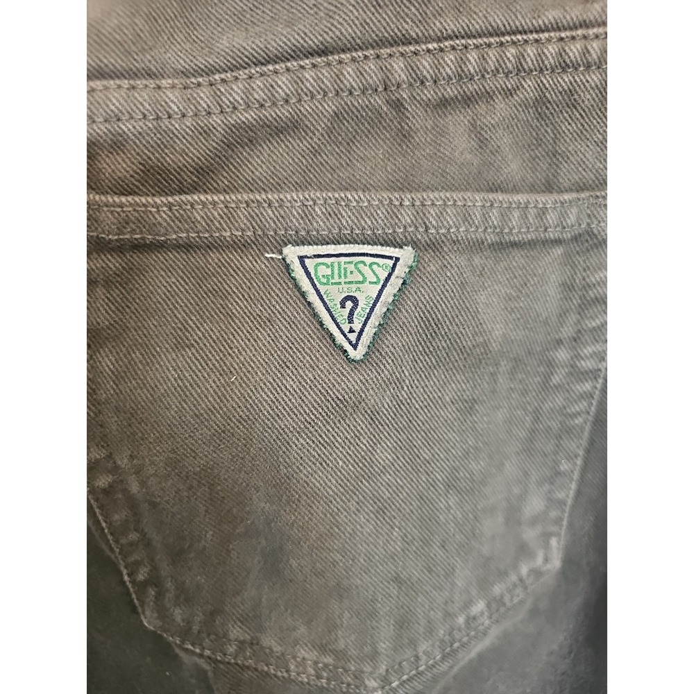 Vintage 90s GUESS by Georges Marciano Made in USA Green Denim Jeans 34 - Picture 4 of 5